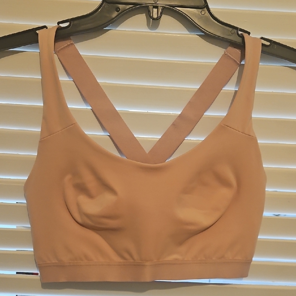 Pink Sports Bra with Wide Straps and Scoop Neckline